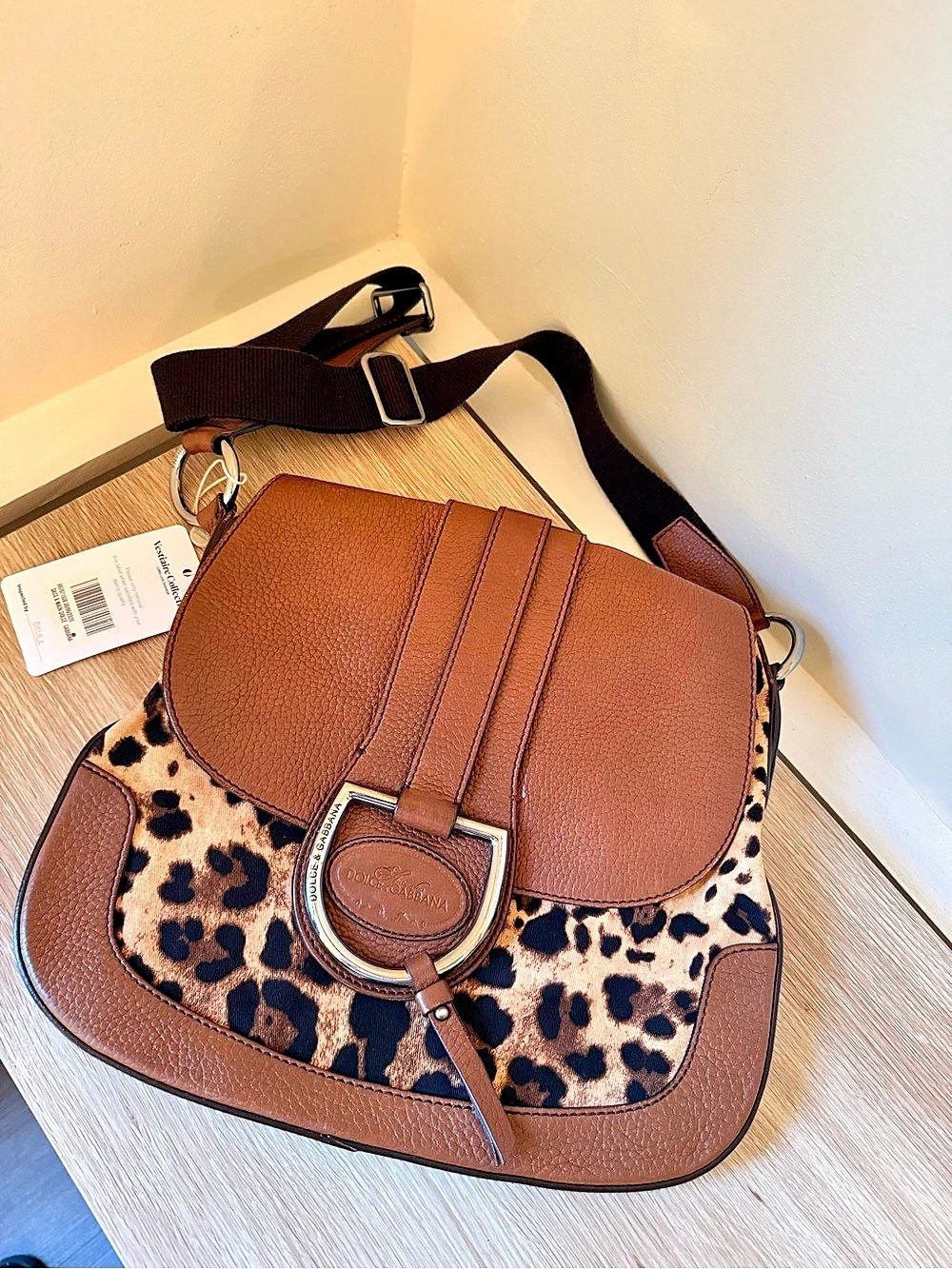 Dolce & Gabbana Leopard Print Crossbody in Brown